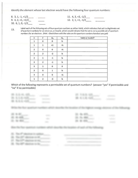 Solution Quantum Numbers Worksheet With Answers Studypool