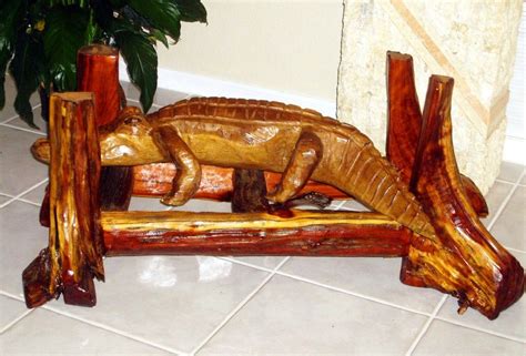 Alligator Wood Sculpture Coffee Table Wood Sculpture Coffee Table Wood