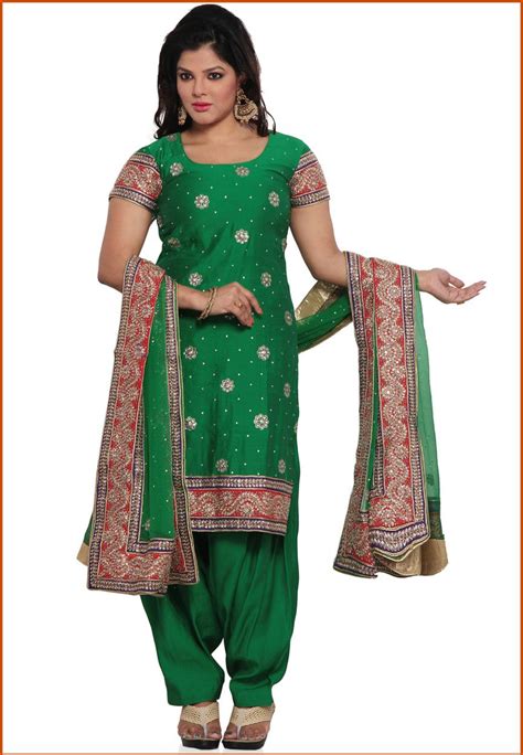 Green Pure Silk Punjabi Salwar Suit Online Shopping Khs451 Fashion Utsav Fashion Indian Outfits