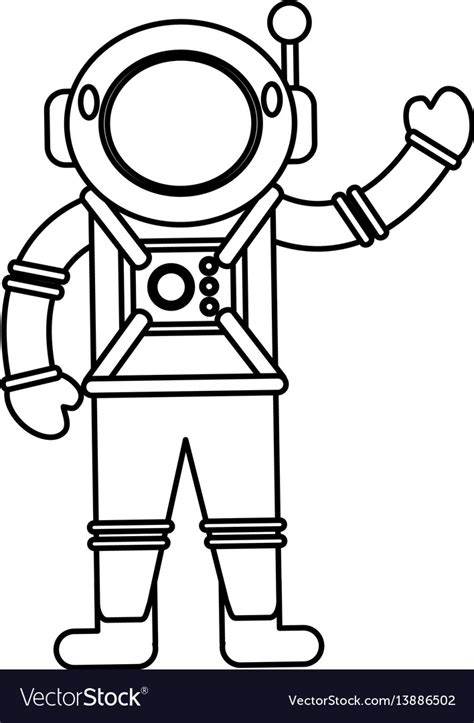 Astronaut spacesuit helmet outline Royalty Free Vector Image