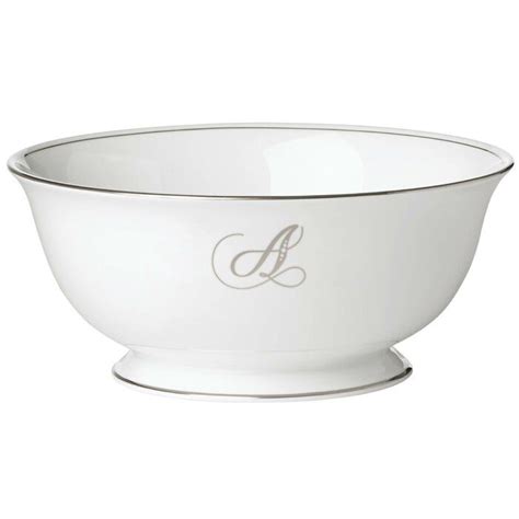 Lenox Federal Platinum Monogram Script Serving Bowl Birch Lane