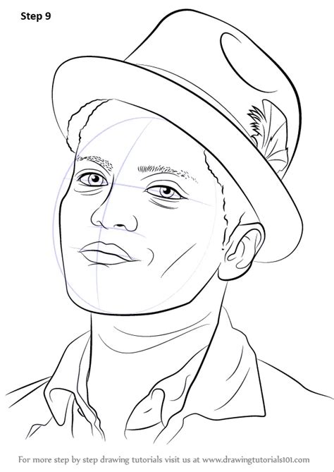 Learn How to Draw Bruno Mars (Singers) Step by Step : Drawing Tutorials