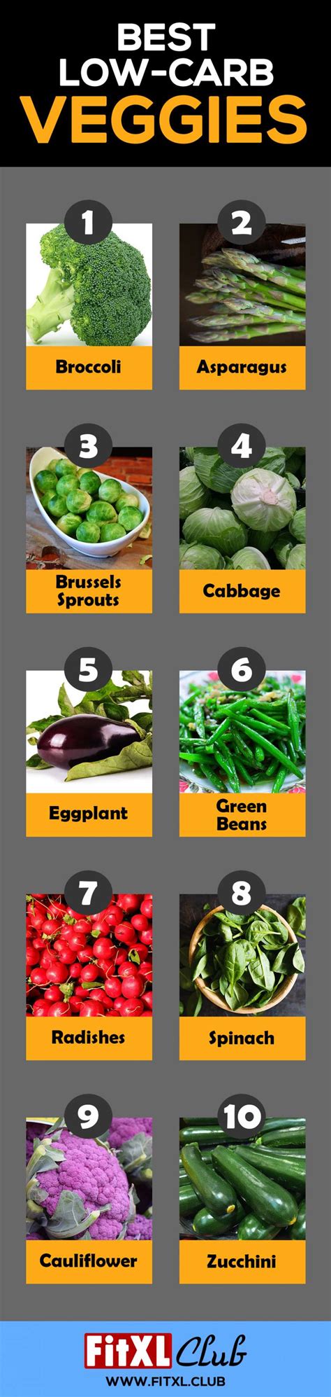 The 10 Best Low Carb Vegetables Infographic Fitxl