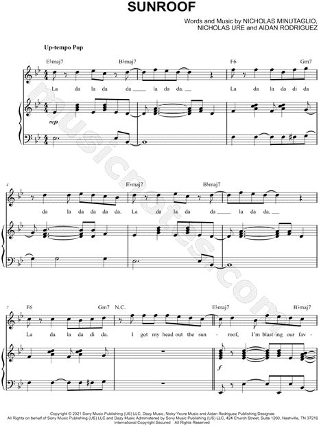 Nicky Youre And Dazy Sunroof Sheet Music In Bb Major Download And Print