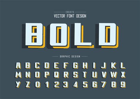 Bold Font And Alphabet Vector Line Writing Typeface And Number Design