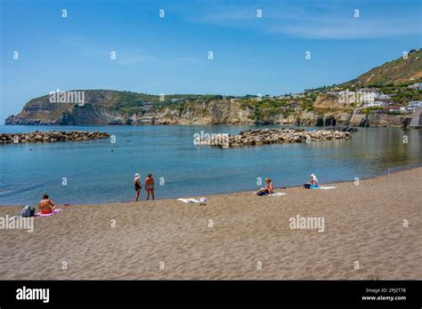 Ischia Italy May Sunny Day At Small Beach At Sant Angelo