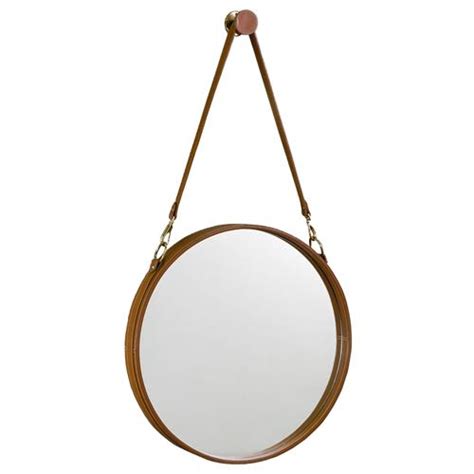 Havana Contemporary Leather Hanging Round Mirror | Kathy Kuo Home