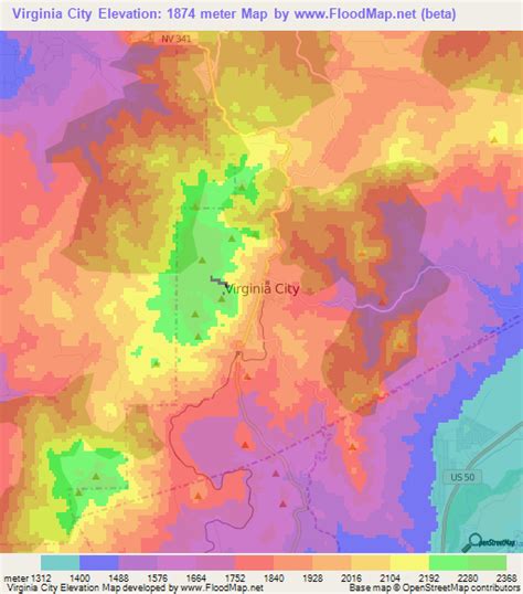 Elevation of Virginia City,US Elevation Map, Topography, Contour