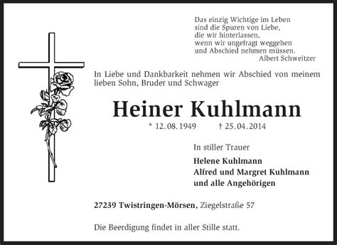 Traueranzeigen Von Heiner Kuhlmann Trauer Kreiszeitung De