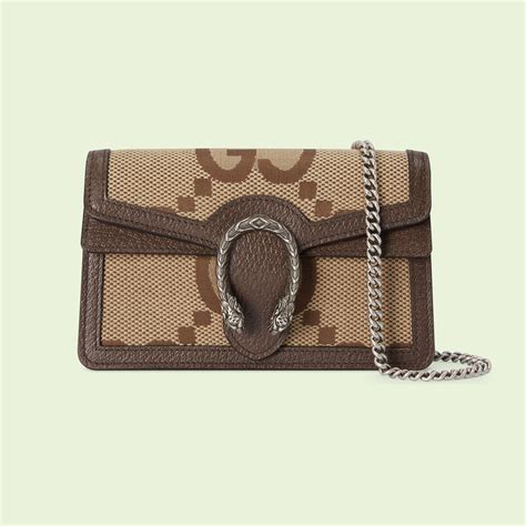 Dionysus Jumbo Gg Super Mini Bag In Camel And Ebony Gg Canvas Gucci® Us