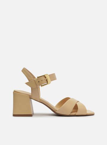 Sand Lia Nude Couro Salto Bloco Fresh Classy Arezzo