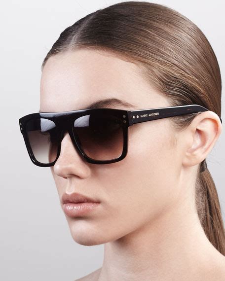 Marc Jacobs Square Sunglasses With Logo Dark Havana