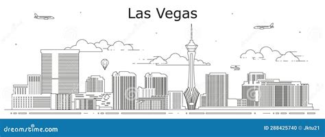 Las Vegas Cityscape Line Art Vector Illustration Stock Vector