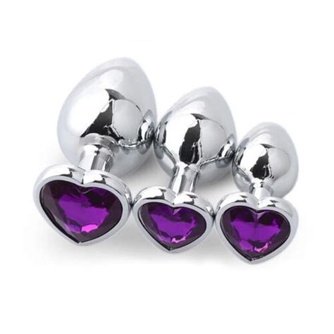 Purple Butt Plug Anal Heart Jeweled Gem Anal Play Sex Toys For Women