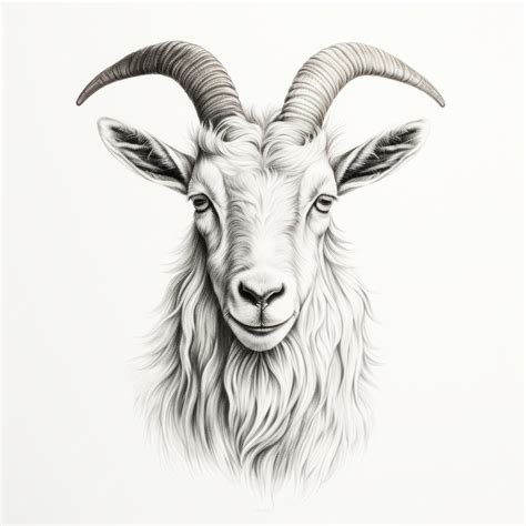 Premium Photo | Goat Head Drawing On White Background Naturalistic ...