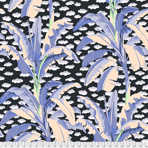 Banana Tree In Grey On Black Background Kaffe Fassett Collective By Freespirit Fabrics