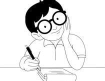 boy studying clipart black and white - Clipground