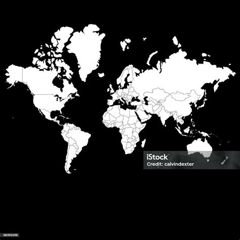 Black And White World Map Mercator