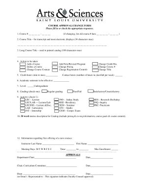 Fillable Online COURSE APPROVAL CHANGE FORM Fax Email Print PdfFiller