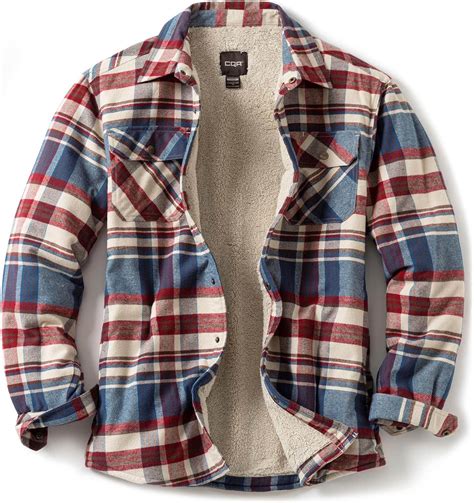 Buy Cqr Men S Sherpa Lined Flannel Shirt Jacket Soft Long Sleeve Rugged Plaid Button Up Jacket