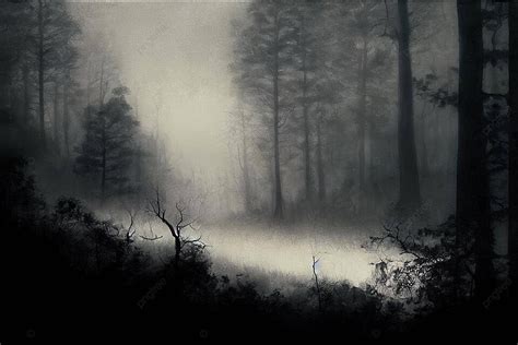 Foggy Dark Forest With A Black Slope Fog European Foggy Photo ...