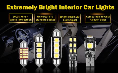 Justech Lot De Ampoules Navettes Led V Can Bus Sans Erreur Smd