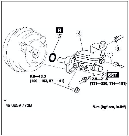 Mazda Service Manual Master Cylinder Removal Installation