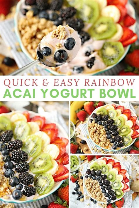 Easy Rainbow Acai Yogurt Bowl With Fruit And Granola Vegetarian