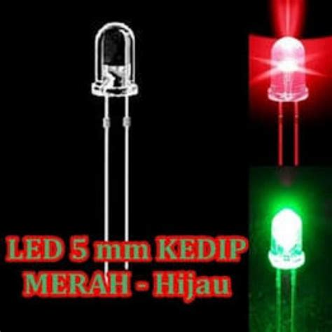 Jual HARGA 10 PCS Lampu LED 5MM 2W 2 Warna Kedip Merah Hijau 3v