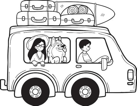 Premium Vector Hand Drawn Road Trip Van Illustration In Doodle Style