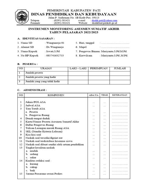 Instrumen Monev Asa Pdf