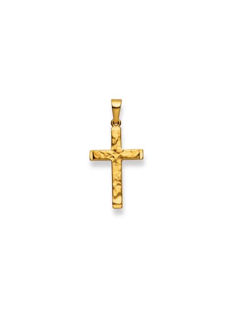 Kreuz Anhänger Gelbgold 18K 750 Struktur online kaufen Natsumi Schmuck