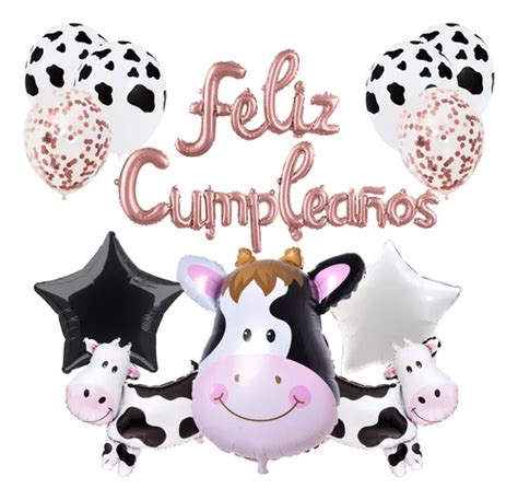 Globos Feliz Cumplea Os Vaquita Kit Decoracion Fiesta Vaca Meses Sin