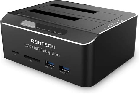 RSHTECH USB 3 0 Aluminum Dual Bay Hard Drive Dock Per 2 5 3 5 SATA HDD