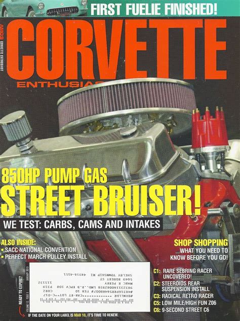 Corvette Enthusiast Magazine Back Issues Year 2010 Archive