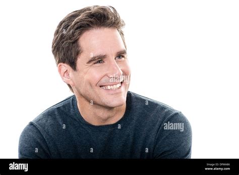 One Man Mature Handsome Man Toothy Smile Portrait Studio White Background Stock Photo Alamy