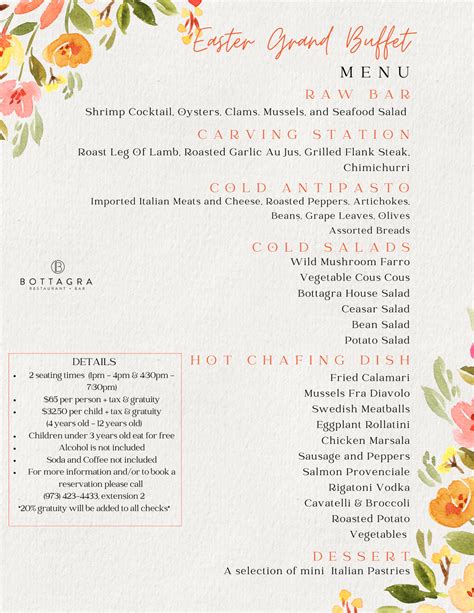 Easter Menu — Bottagra