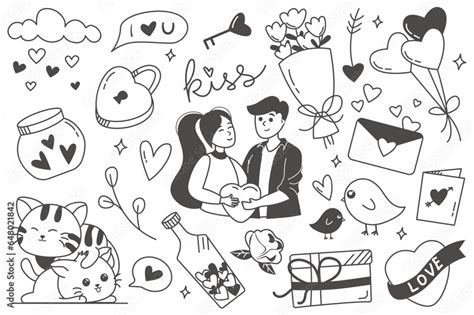 Love Set In Flat Line Design This Set Of Black Design Illustrations Is