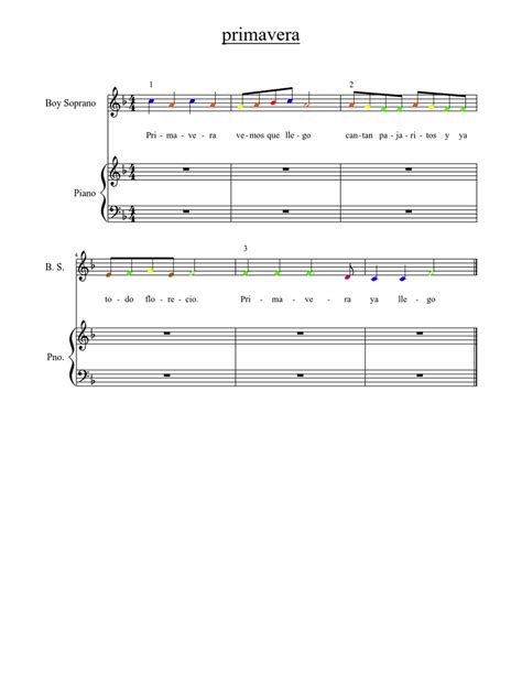 Primavera Sheet Music For Piano Solo