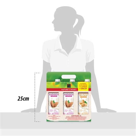 Bebida Vegetal Natures Heart Amêndoas E Castanha De Caju Pack 3l