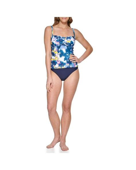 DKNY Standard Mid Rise Full Coverage Bikini Bottom Bathing Suit In Navy