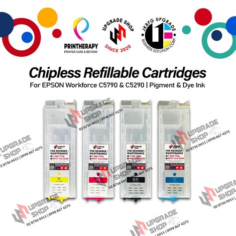 Chipless Refillable Ink Cartridge For Epson WF C5790 WF C5290 Replace