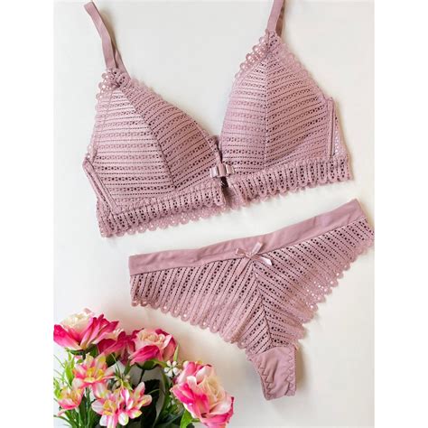 Conjunto Lingerie Calcinha e Sutiã Importado Bojo ref 100 Shopee