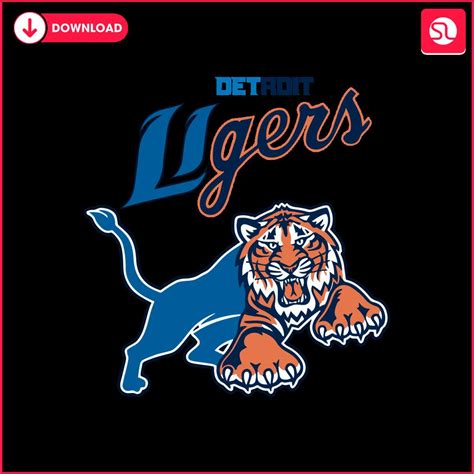 Detroit Lions Tigers Half Logo Parody SVG - SVGLand