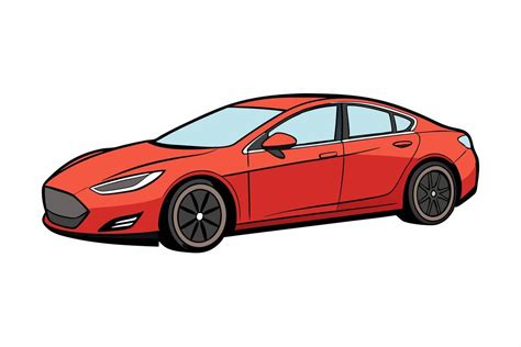 Tesla Model S Car Illustration with White Background Cartoons, Clipart ...