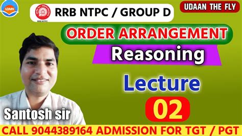 Order Arrangement Reasoning Lecture 2 By Santosh Sir Rrb Ntpc