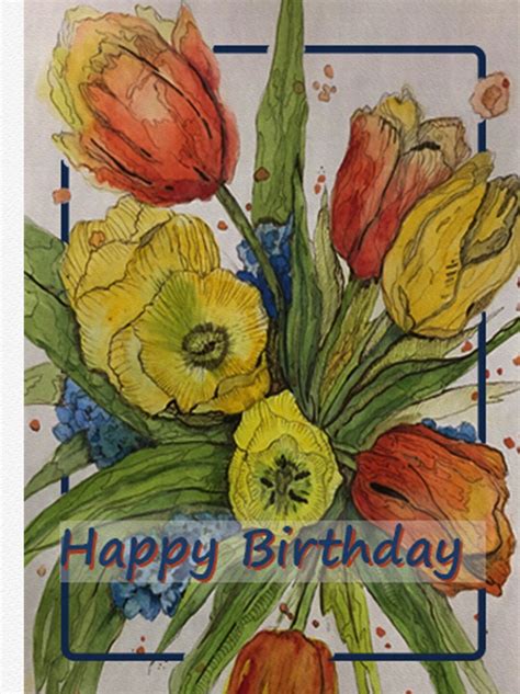 Tulips Birthday Greeting Card - Etsy