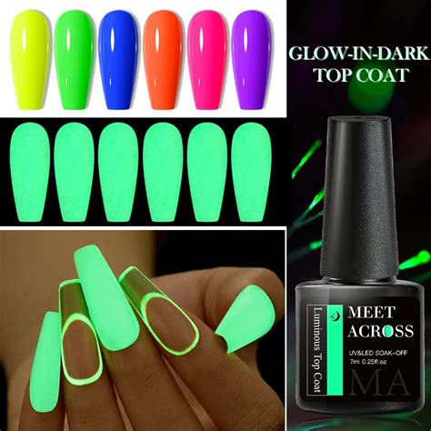 MEET ACROSS 7ml Luminous Top Coat Fluorescent Glow In Dark Gel Nail