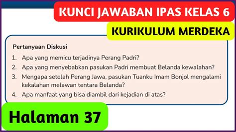 Kunci Jawaban Ipas Kelas Halaman Kurikulum Merdeka Perang Padri