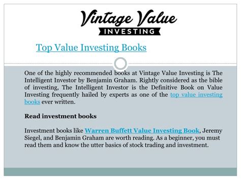 Ppt Top Value Investing Books Powerpoint Presentation Free Download